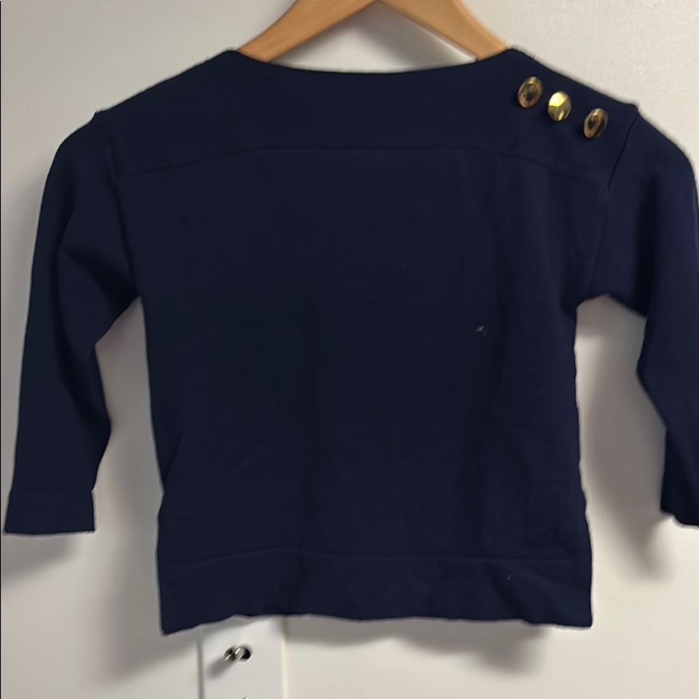 Zara knit wear sz 5 Blue and Gold button b3/4 sleeve summer sweater